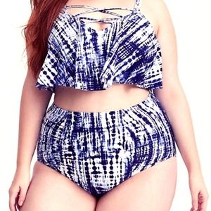Torrid Blue Tye Dye Bathing Suit